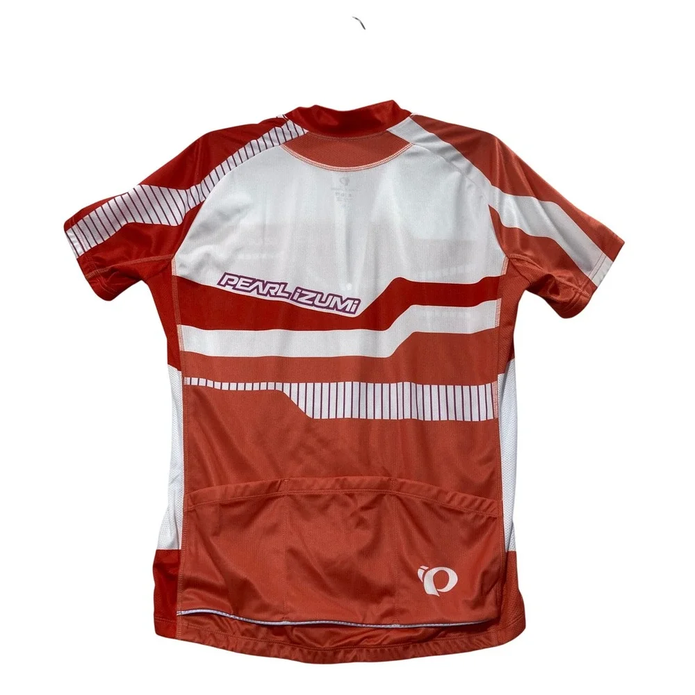 Pearl Izumi Elite Mens XL Cycling Jersey Red White Full Zip Short Sleeve Biking